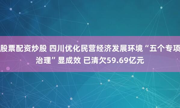 股票配资炒股 四川优化民营经济发展环境“五个专项治理”显成效 已清欠59.69亿元